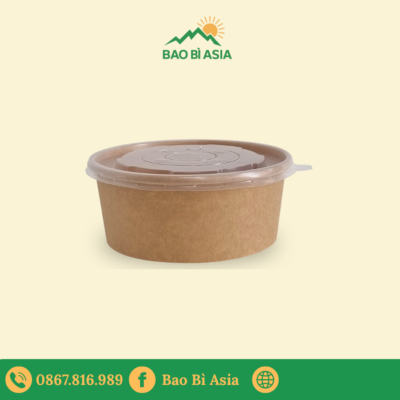 Tô giấy Kraft 500ml + nắp nhựa (món nóng)
