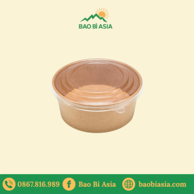 Tô giấy Kraft 750ml + nắp nhựa (món nóng)