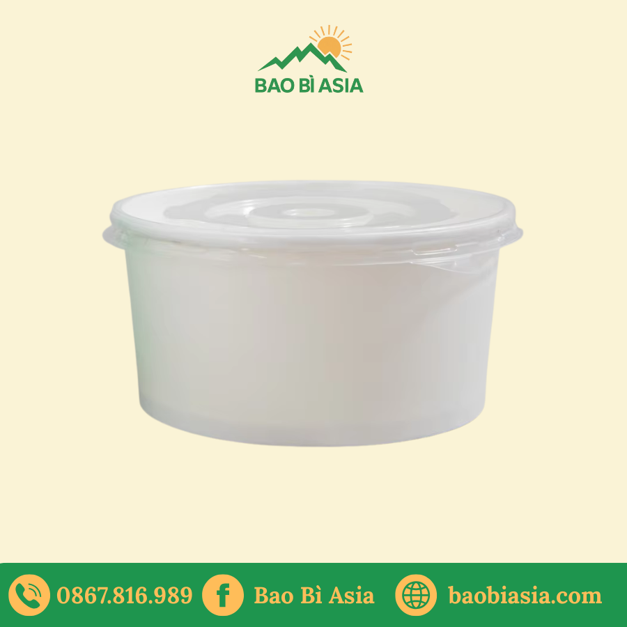 Tô giấy Kraft 1000ml + nắp nhựa (món nóng)