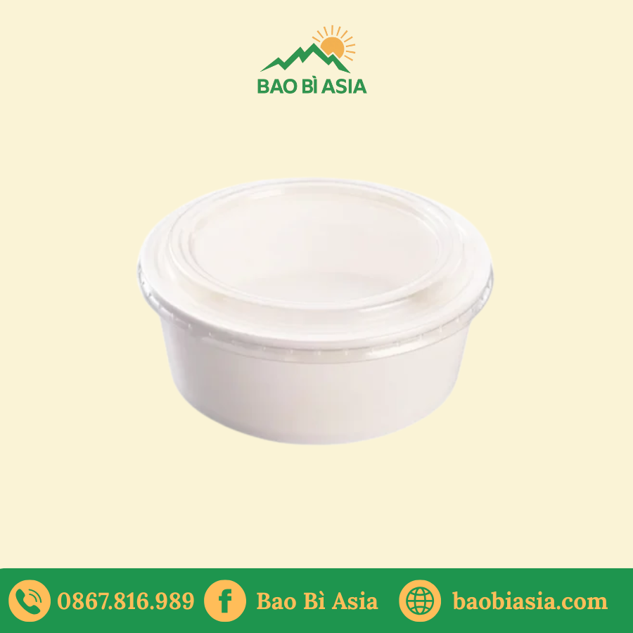 Tô giấy Kraft 500ml + nắp nhựa (món nóng)