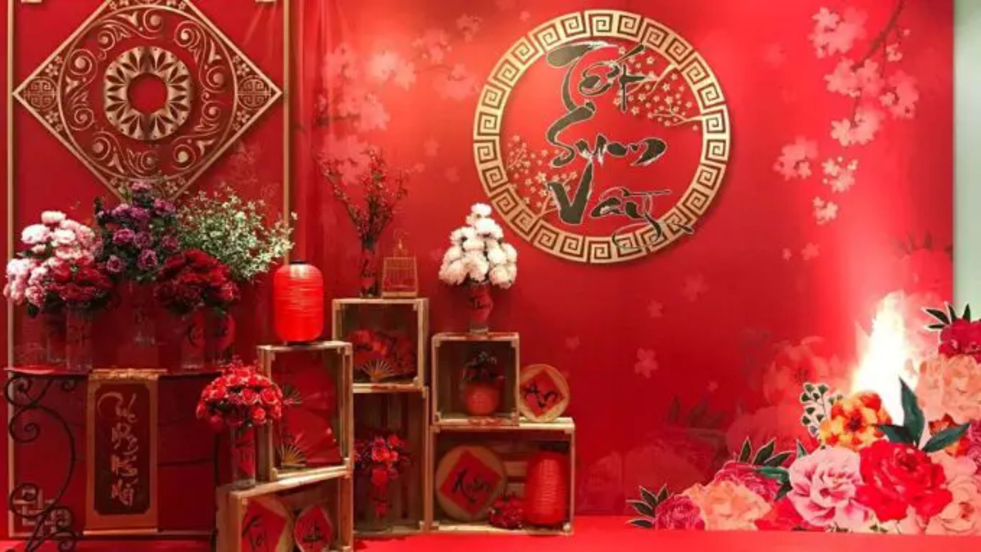 Background Tết xưa cổ điển mẫu 14