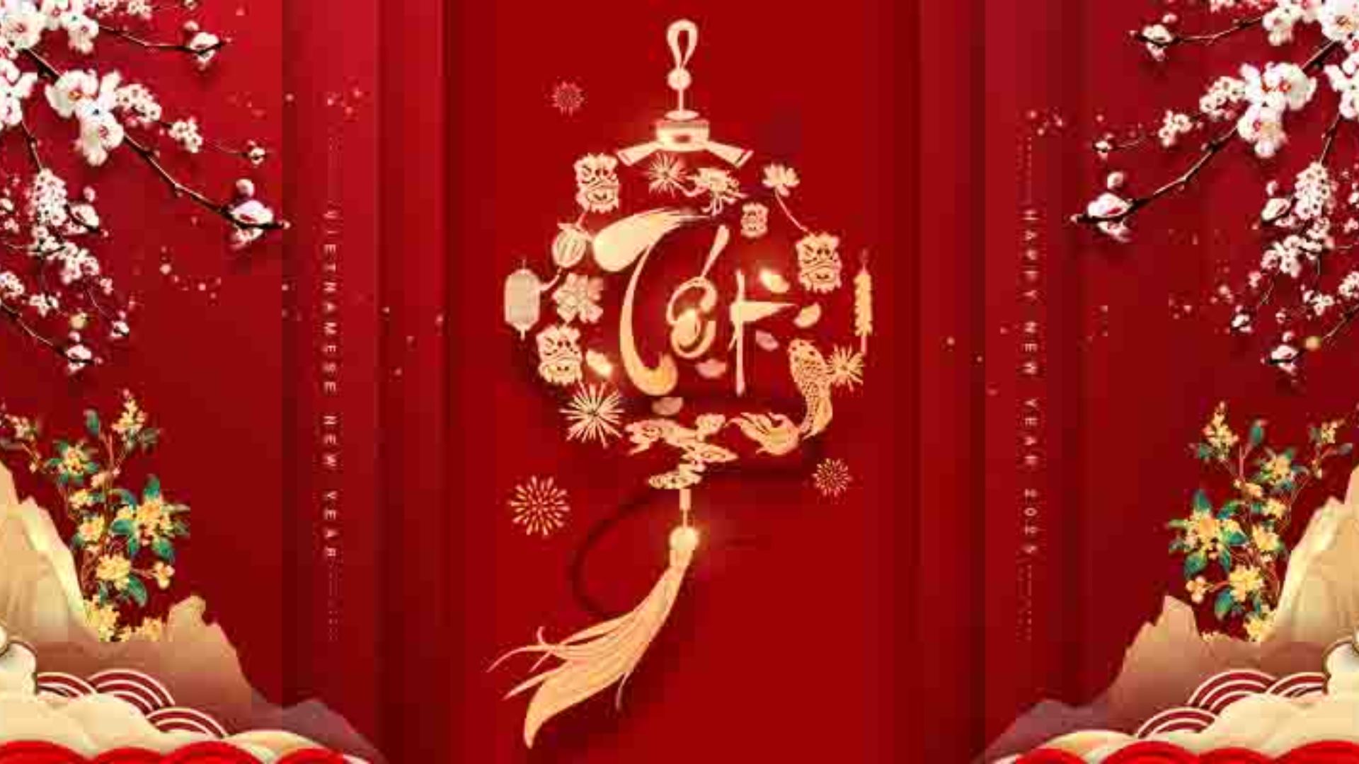 Background Tết xưa cổ điển mẫu 15