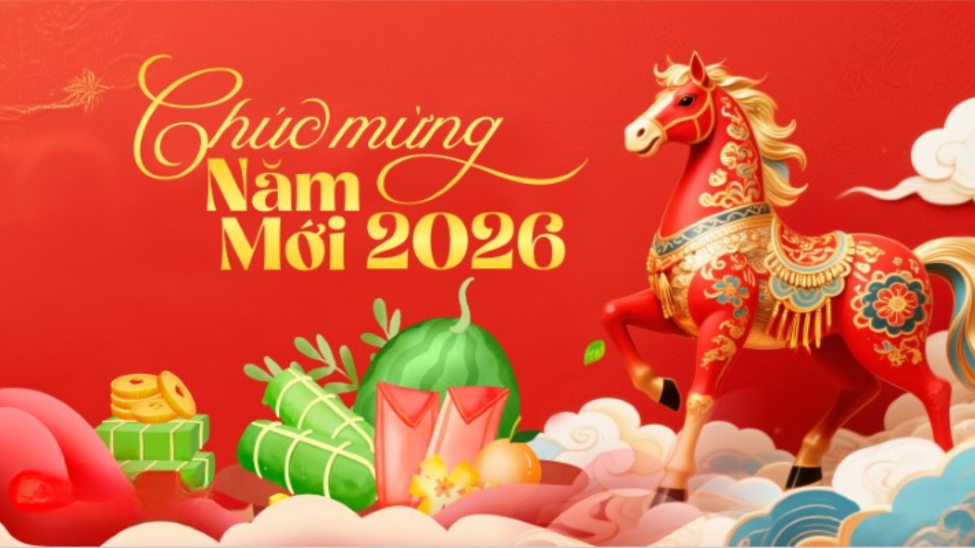 Background Tết linh vật con ngựa mẫu 1