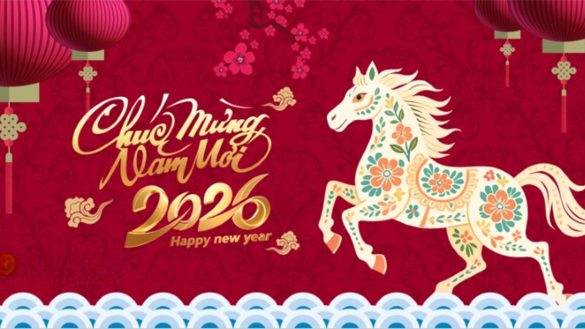 Background Tết linh vật con ngựa mẫu 2