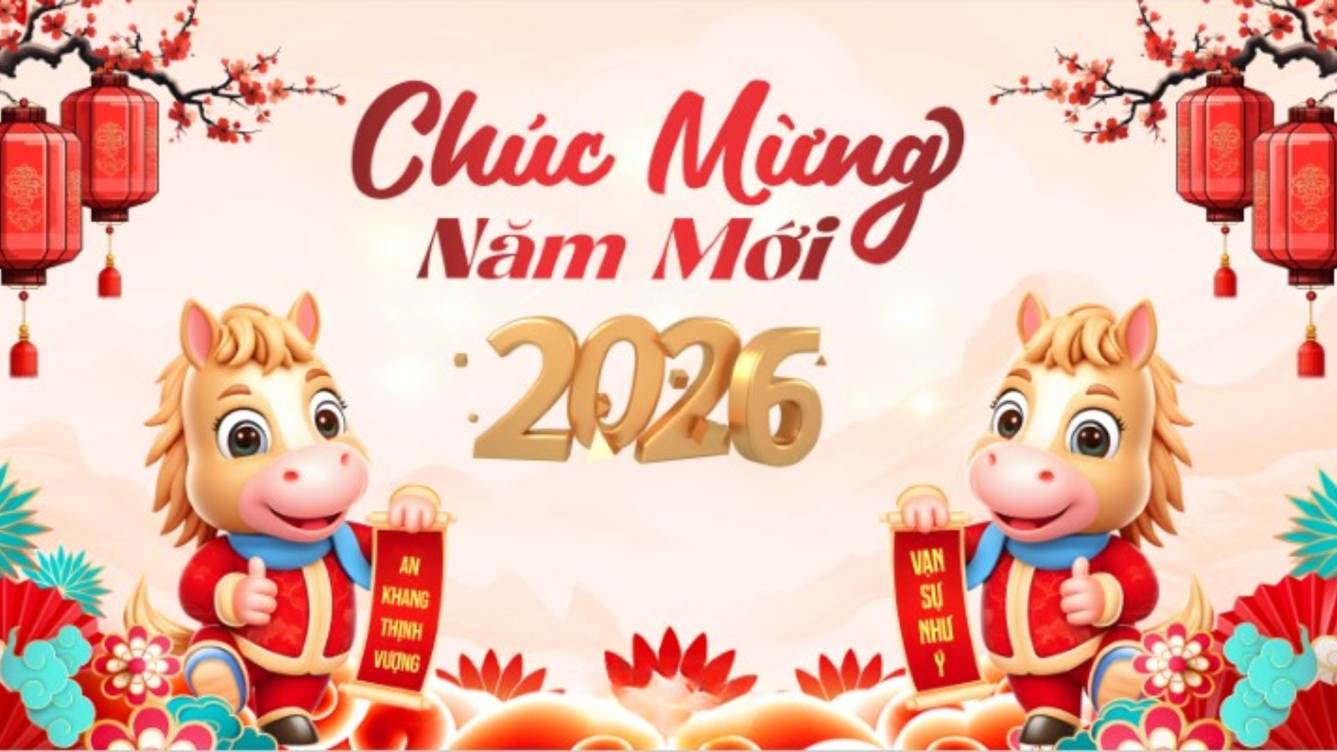 Background Tết linh vật con ngựa mẫu 4