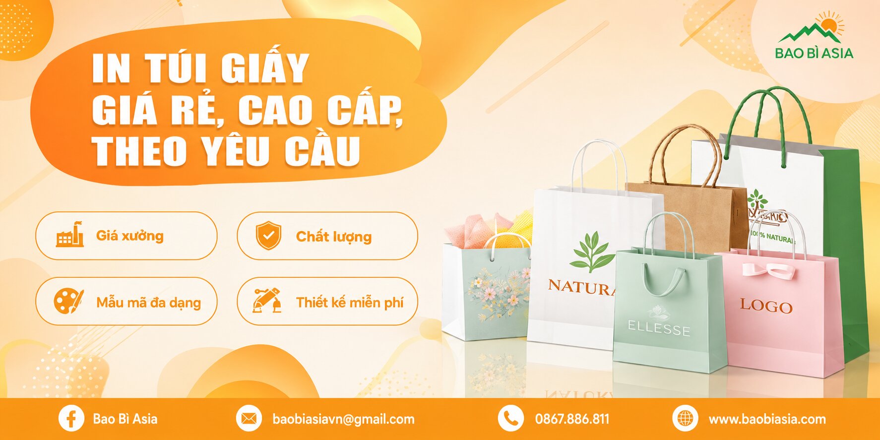 Banner trang chủ in túi giấy