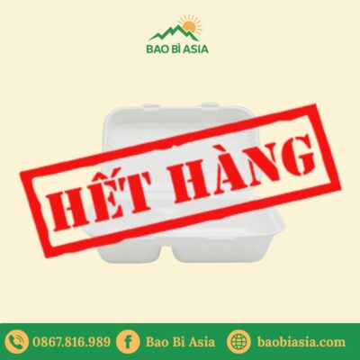 Hộp bã mía 2 ngăn 800ml nắp liền