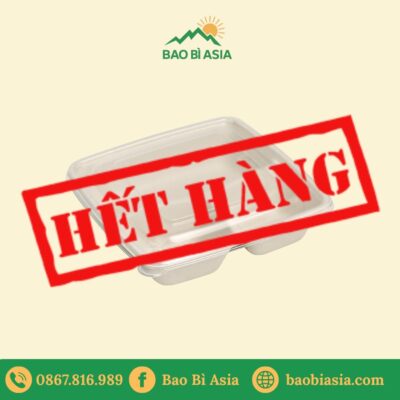 Hộp bã mía 3 ngăn trắng 1000ml kèm nắp PET