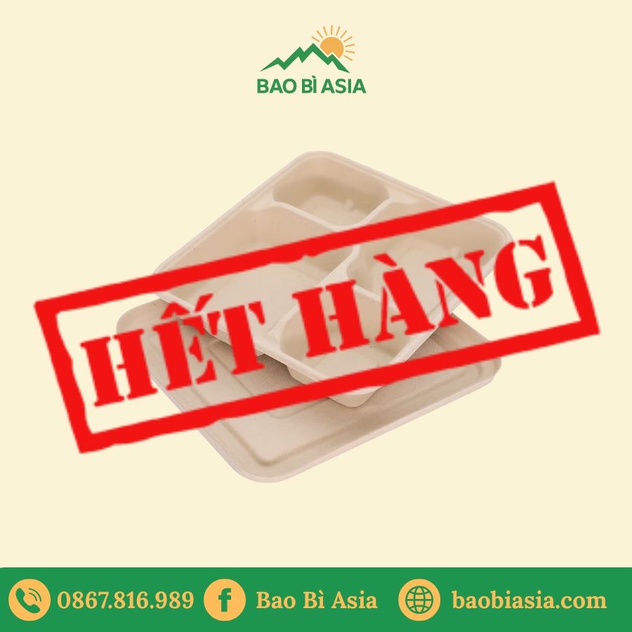 Hộp bã mía 4 ngăn (size 20x25cm)