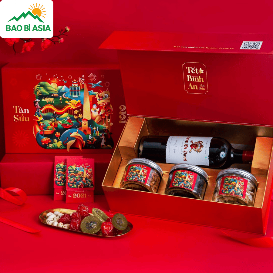 Hộp giấy đựng quà Tết đẹp mẫu 2