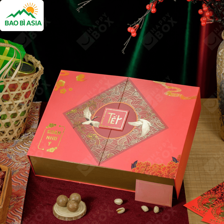 Hộp giấy đựng quà Tết đẹp mẫu 32