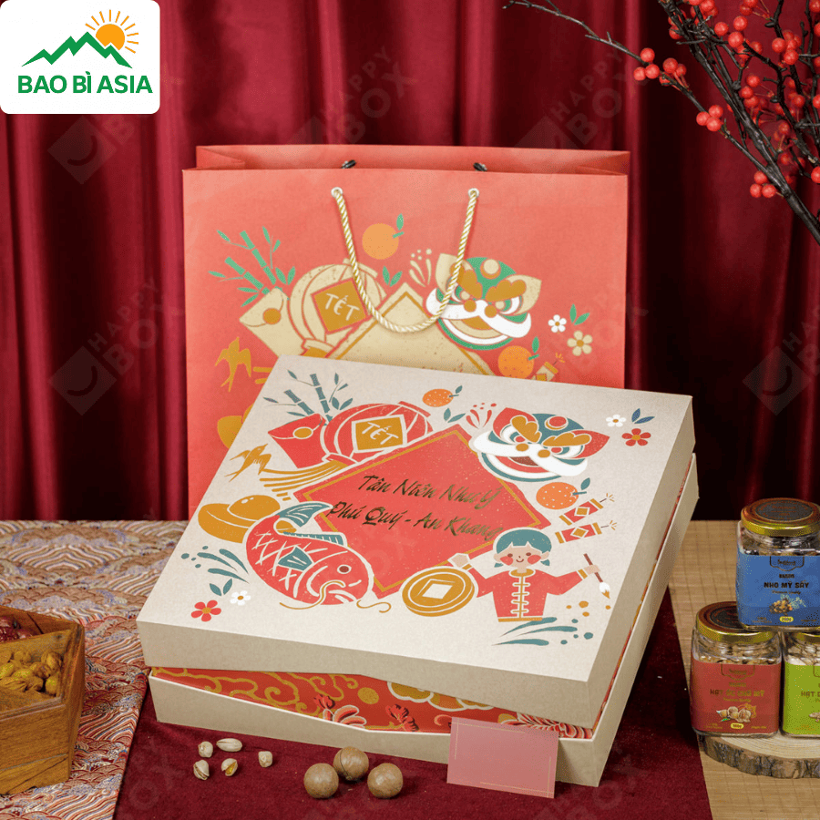 Hộp giấy đựng quà Tết đẹp mẫu 52