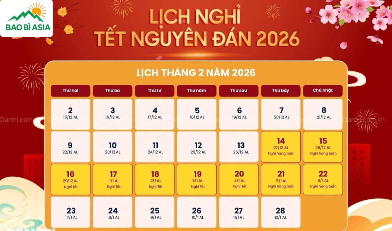 Lịch nghỉ Tết Nguyên Đán