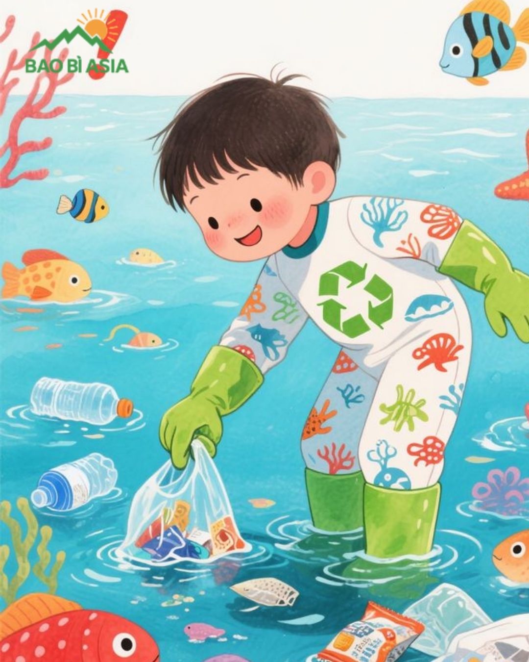 Ý tưởng vẽ tranh bảo vệ nguồn nước, biển cả mẫu 2