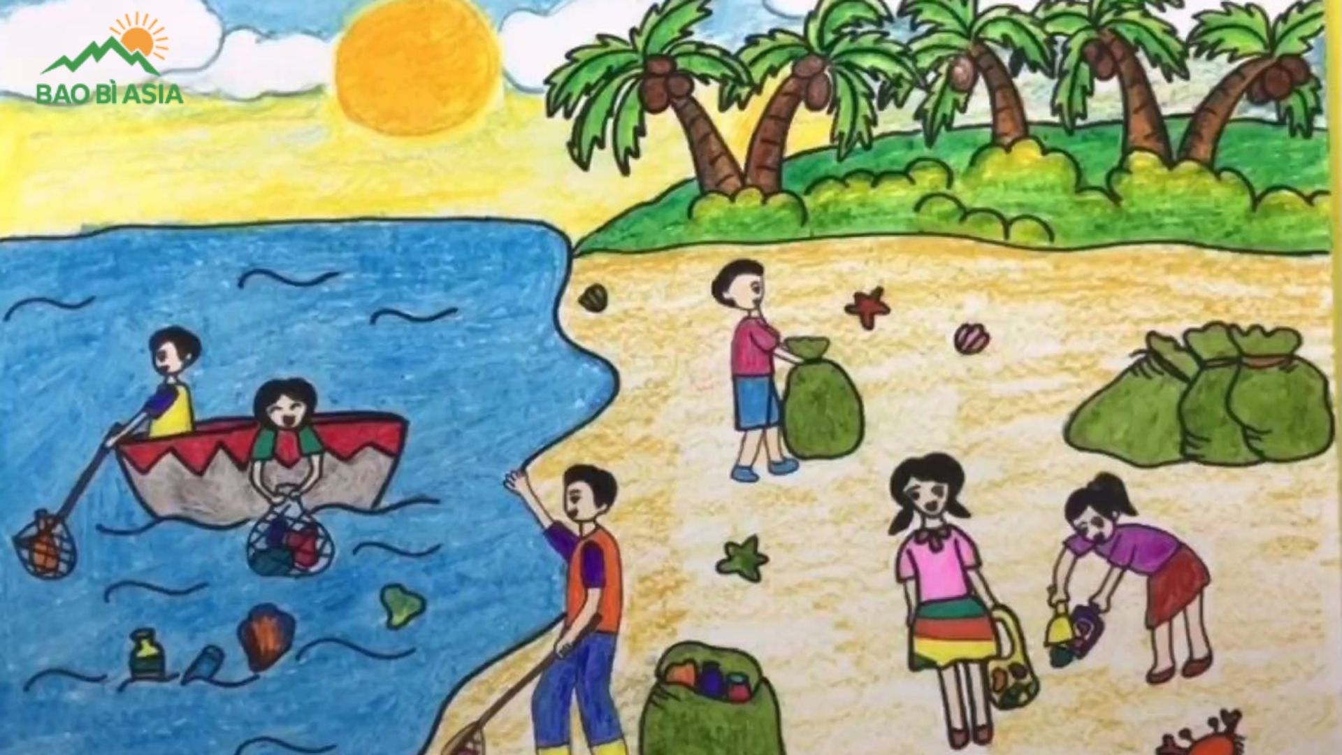 Ý tưởng vẽ tranh bảo vệ nguồn nước, biển cả mẫu 3