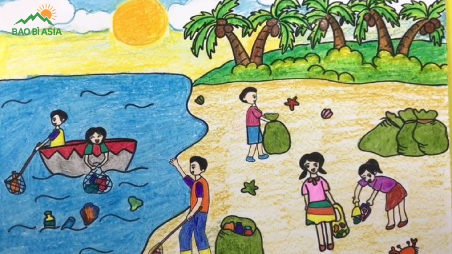 Ý tưởng vẽ tranh bảo vệ nguồn nước, biển cả mẫu 6