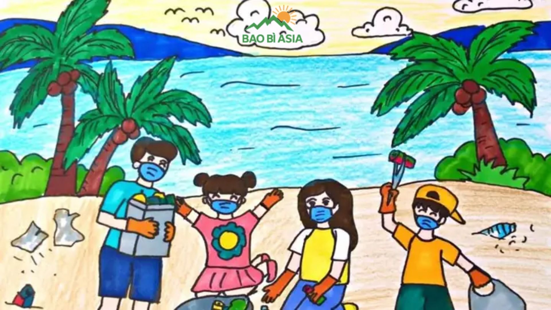 Ý tưởng vẽ tranh bảo vệ nguồn nước, biển cả mẫu 7