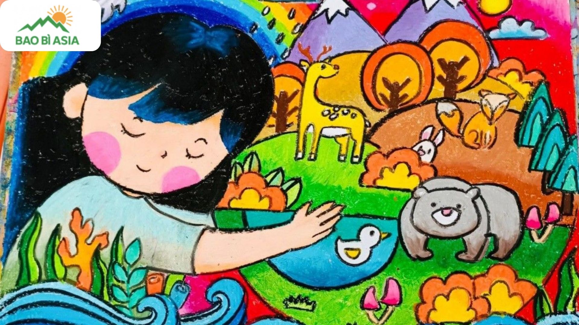 Ý tưởng vẽ tranh chủ đề bảo vệ môi trường động vật hoang dã mẫu 1