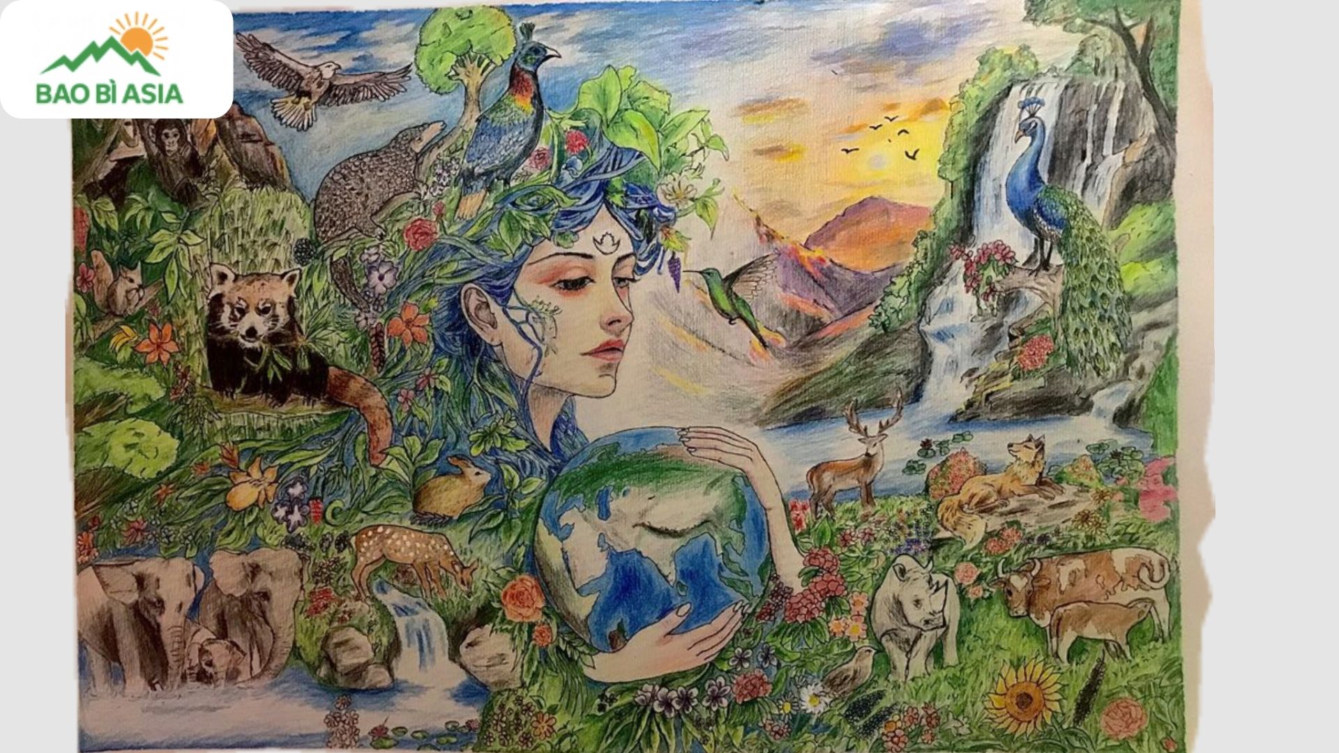 Ý tưởng vẽ tranh chủ đề bảo vệ môi trường động vật hoang dã mẫu 4