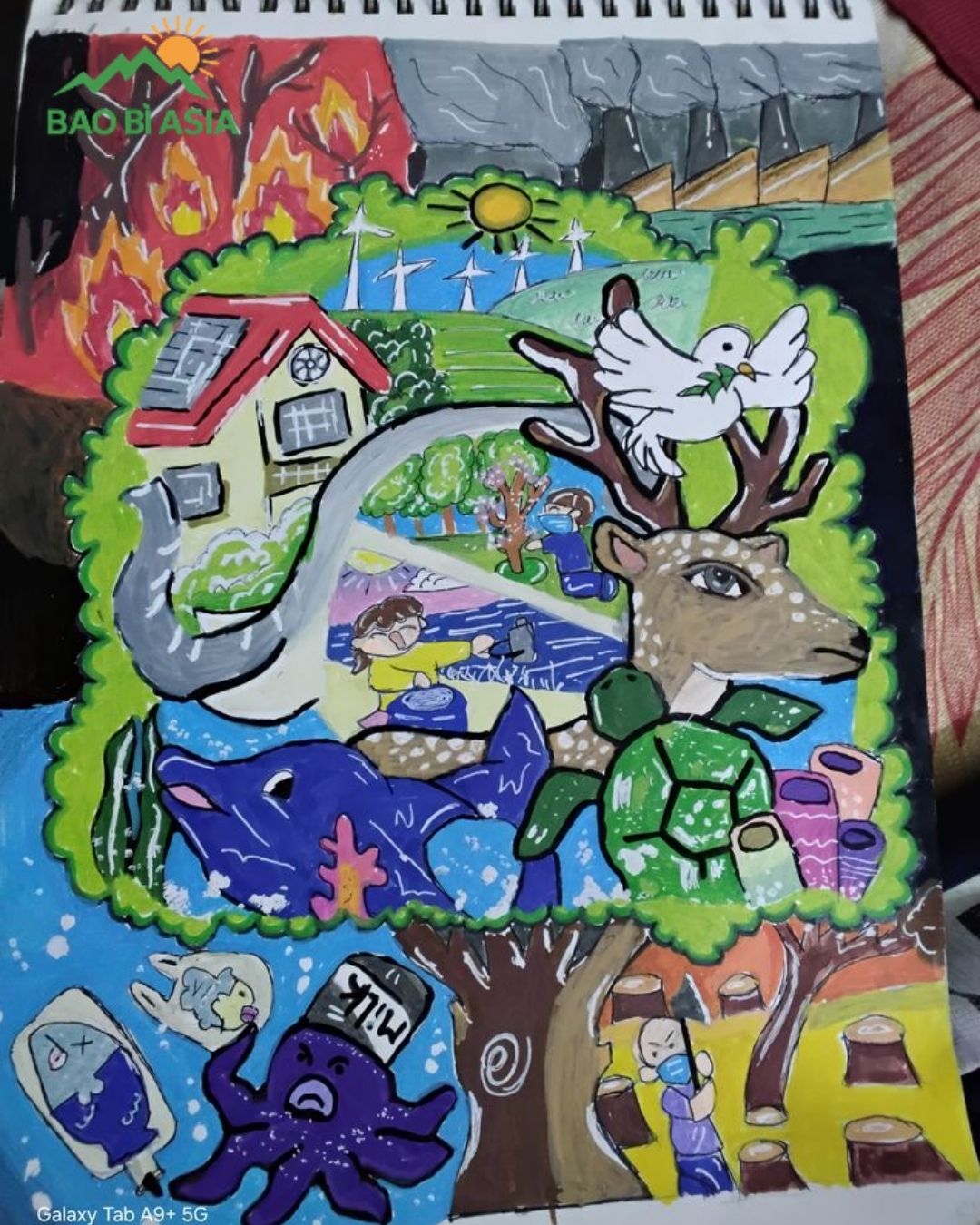 Ý tưởng vẽ tranh chủ đề bảo vệ môi trường động vật hoang dã mẫu 5