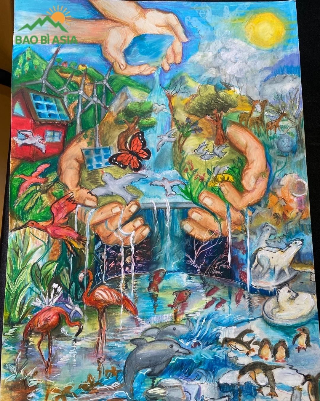 Ý tưởng vẽ tranh chủ đề bảo vệ môi trường động vật hoang dã mẫu 6