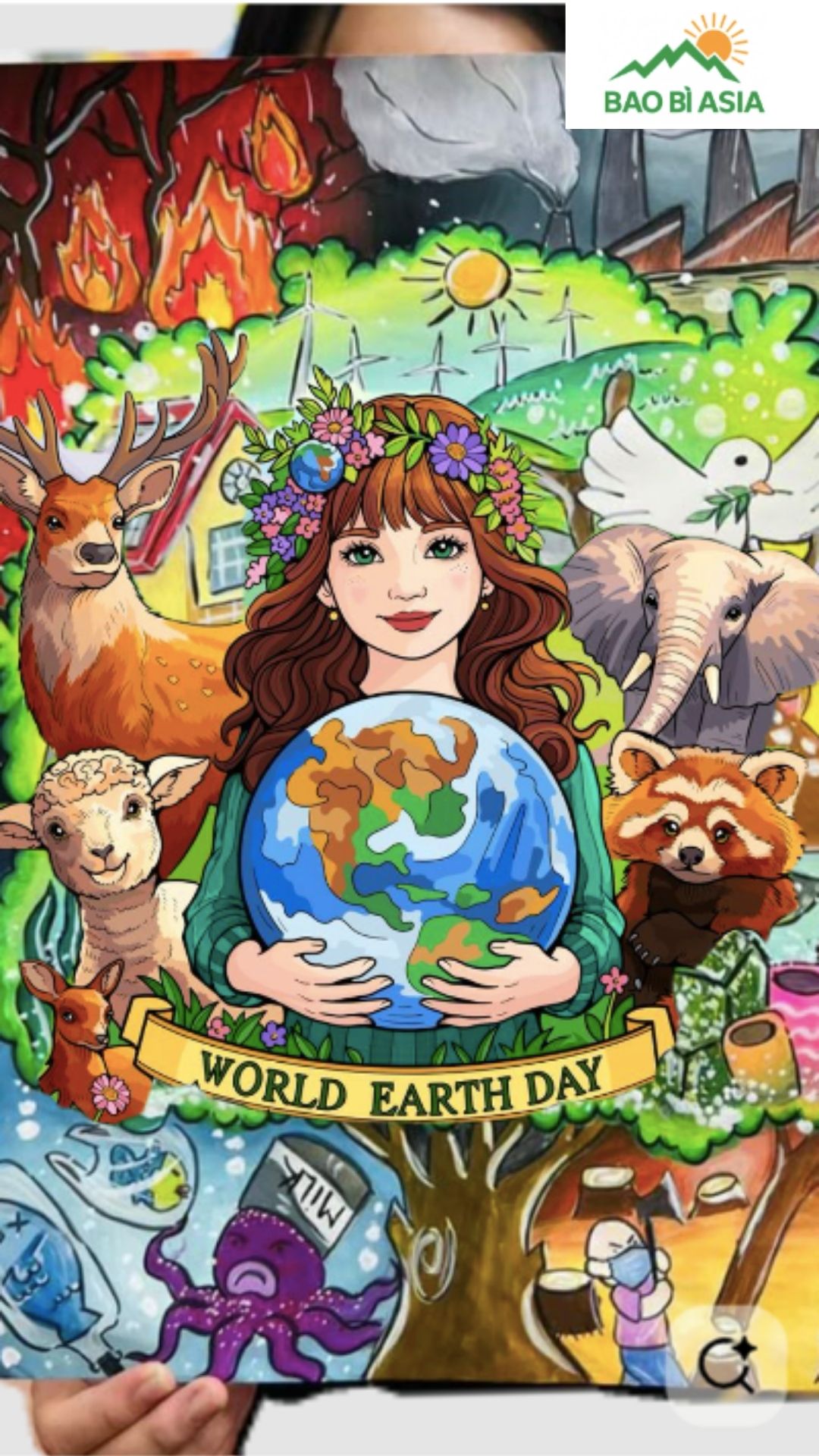 Ý tưởng vẽ tranh chủ đề bảo vệ môi trường động vật hoang dã mẫu 7