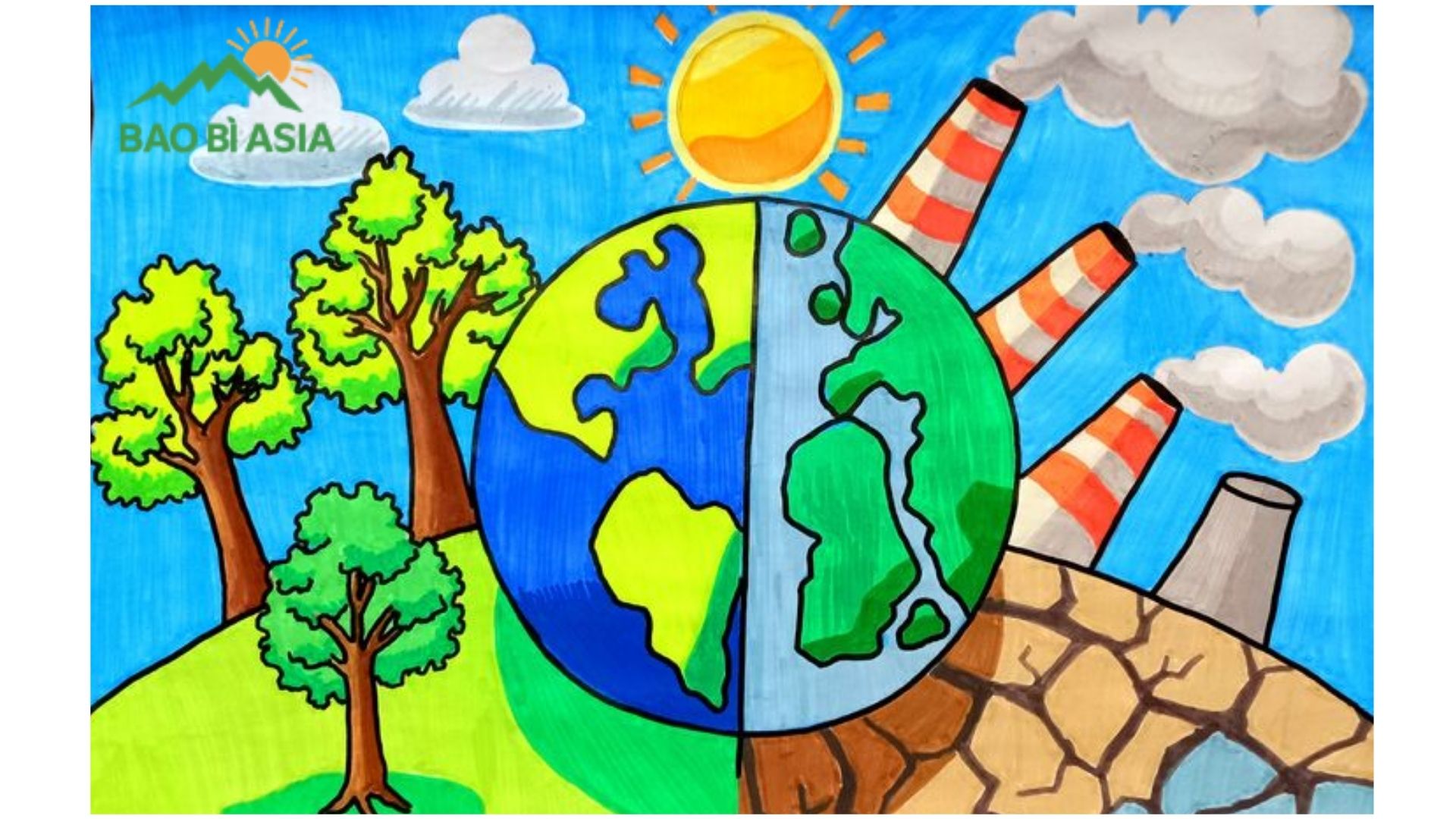 Ý tưởng vẽ tranh bảo vệ thiên nhiên và hệ sinh thái khác mẫu 2