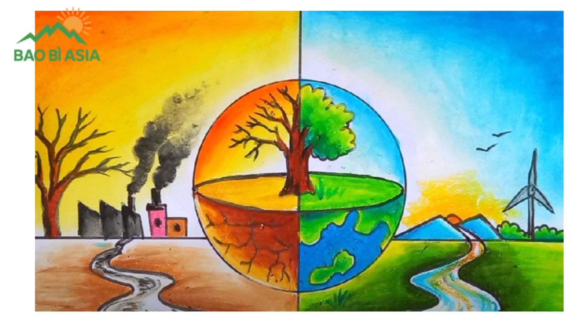 Ý tưởng vẽ tranh bảo vệ thiên nhiên và hệ sinh thái khác mẫu 3