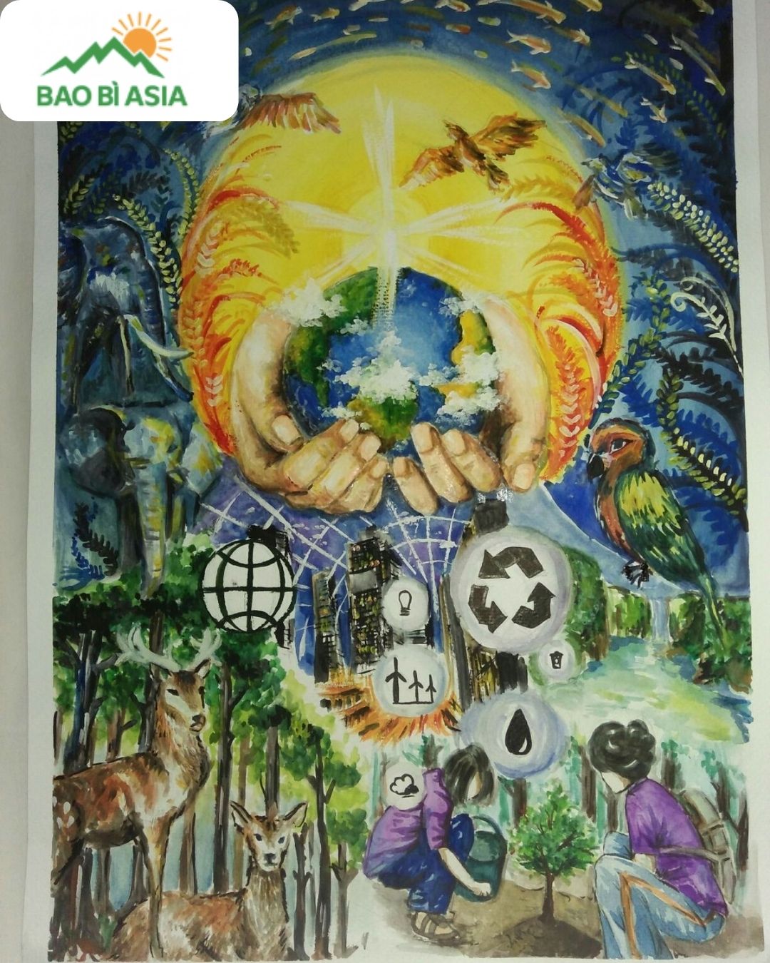 Ý tưởng vẽ tranh bảo vệ thiên nhiên và hệ sinh thái khác mẫu 6