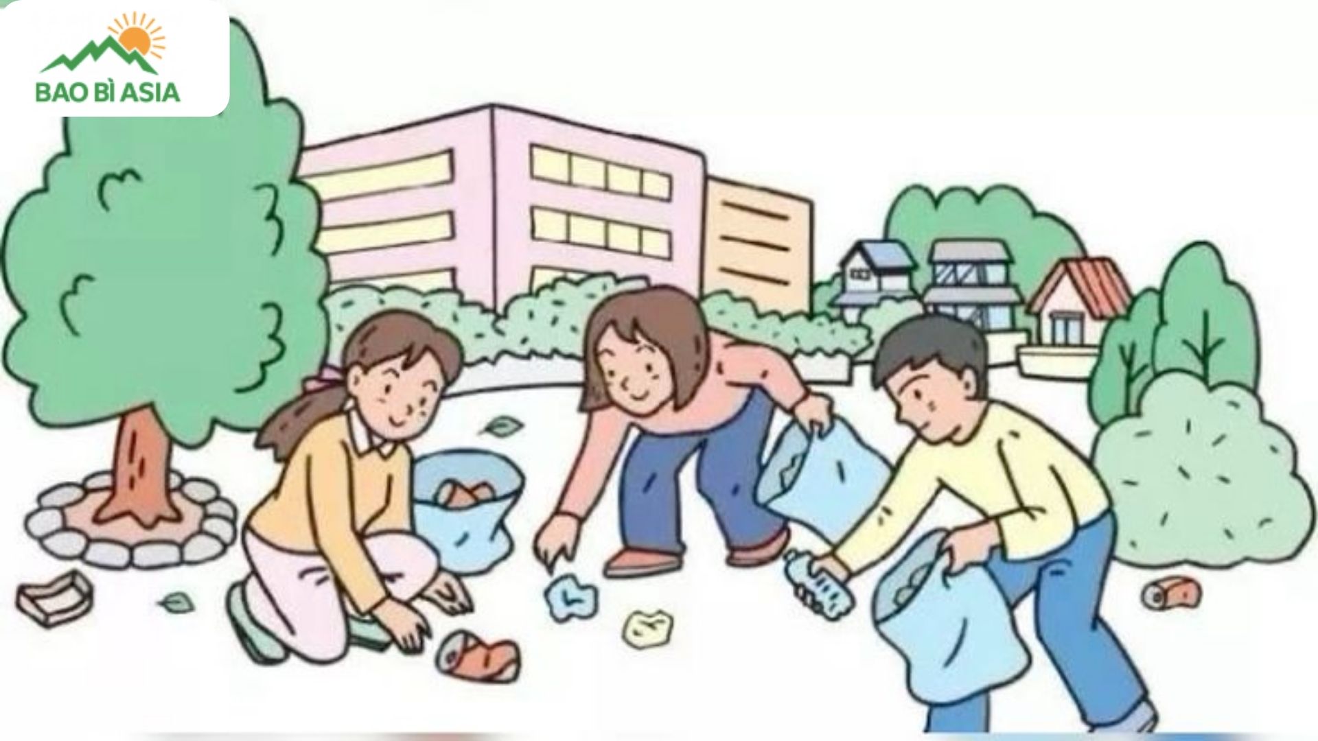 Ý tưởng vẽ hình ảnh chung tay dọn dẹp đường phố bảo vệ môi trường mẫu 2