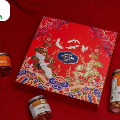 Hộp quà Tết cao cấp Bảo Phúc 39 x 37.5 x 11.5cm giấy Chipboard