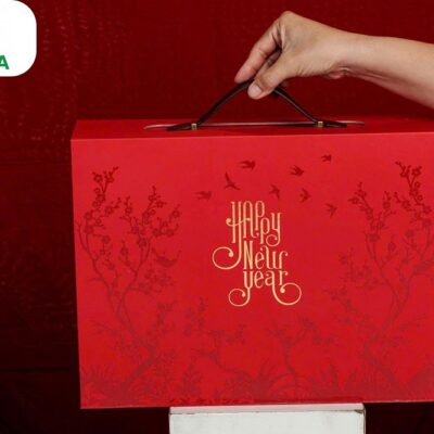 Hộp quà Tết cao cấp vali Tân Phúc 39 x 31 x 11.5cm giấy Couche