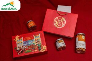 Hộp quà Tết trung Tết Việt 31.5x23.5x10.5cm giấy Ivory