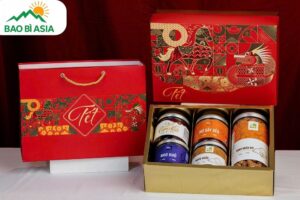 Hộp quà Tết trung Xuân Vượng 31.5x23.5x10.5cm giấy Ivory