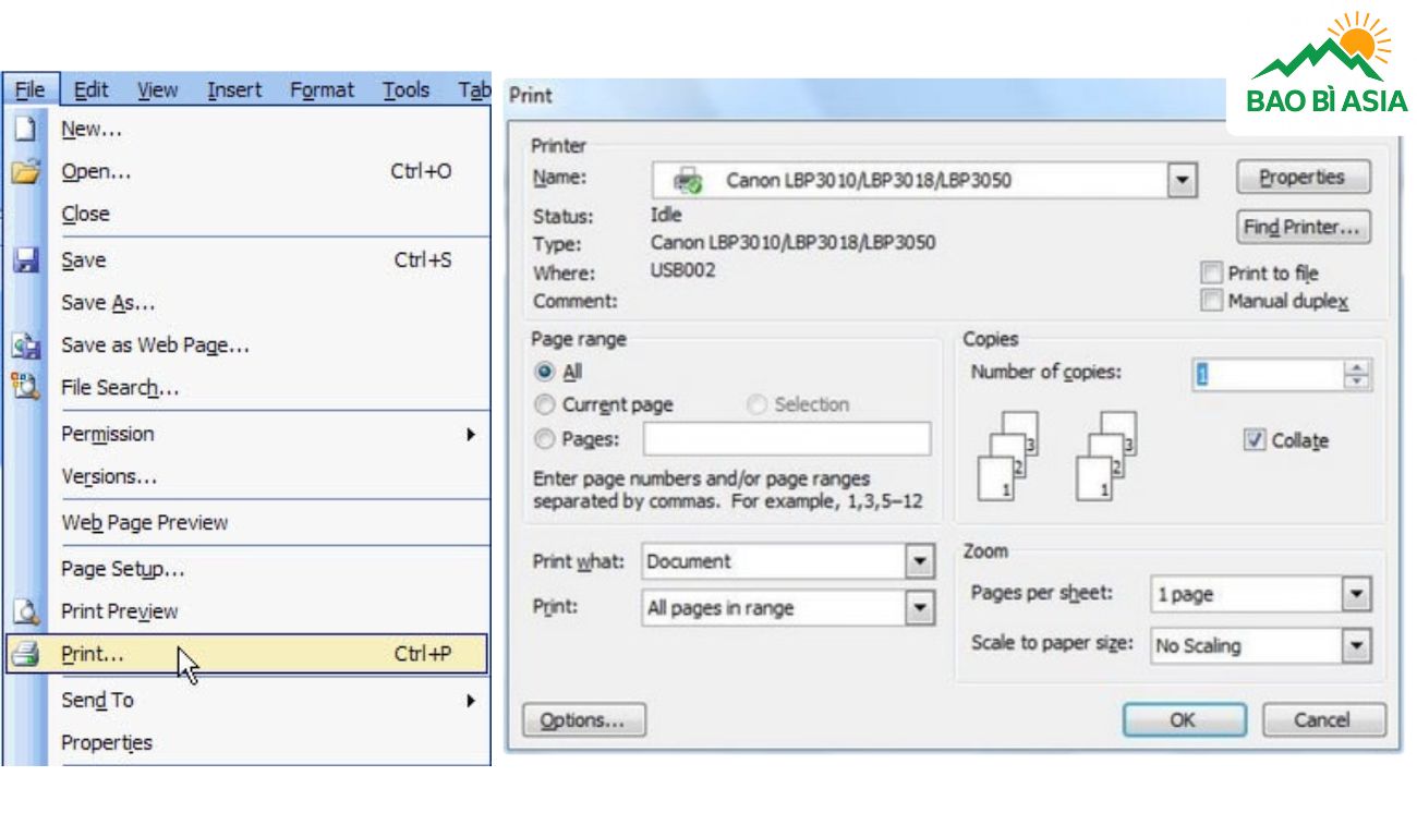 In đúng khổ giấy Word 2003