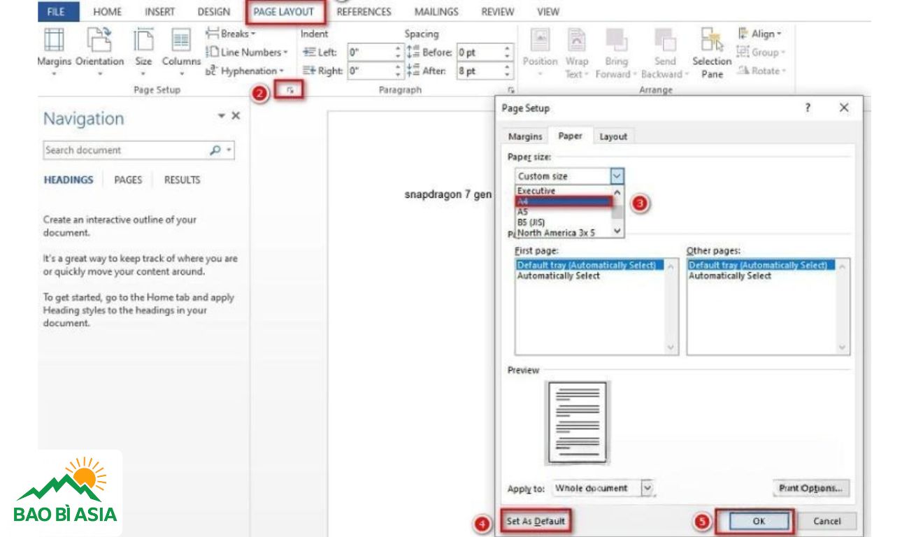 In khổ giấy Word