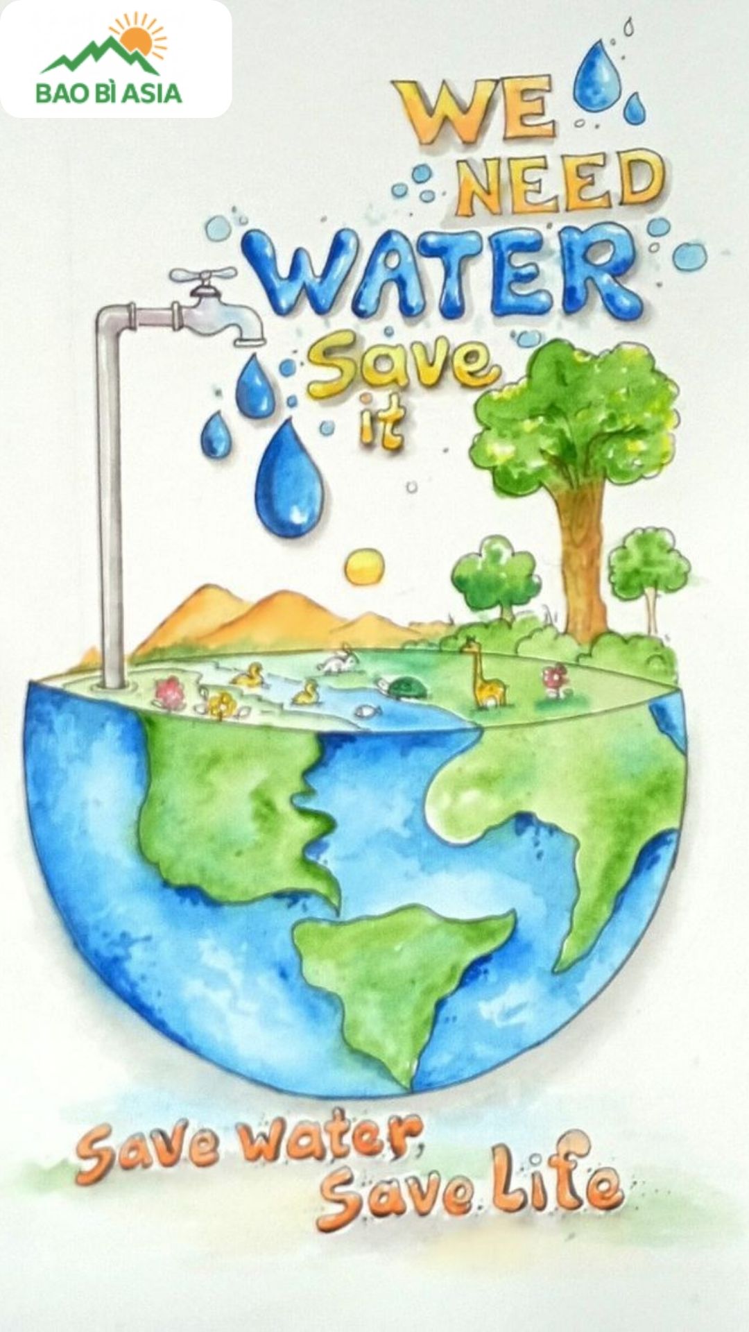 Vẽ tranh chủ đề tiết kiệm nguồn tài nguyên, tiết kiệm điện nước mẫu 3