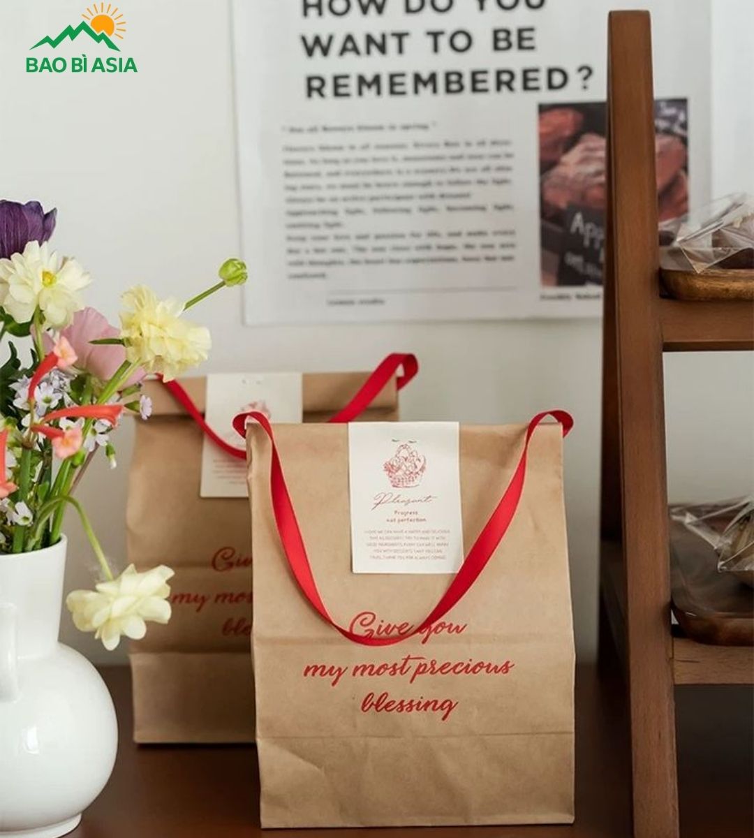 Túi giấy Kraft quai cotton hoặc quai ruy băng 2