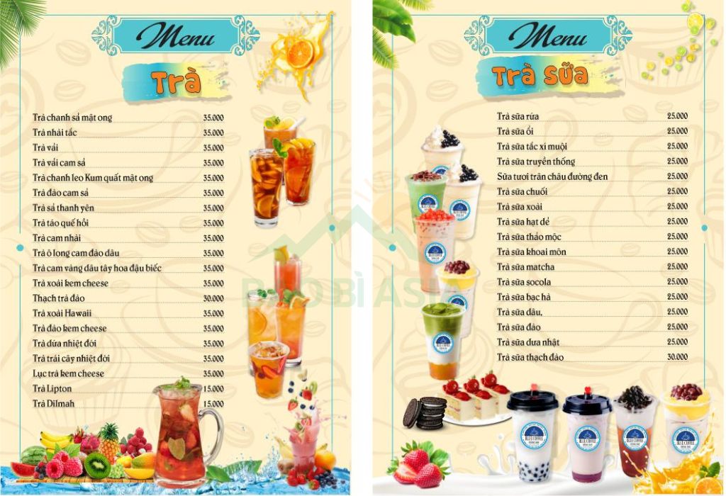 Mẫu menu trà sữa dạng ngang 2