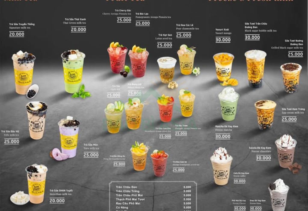Mẫu menu trà sữa dạng ngang 3