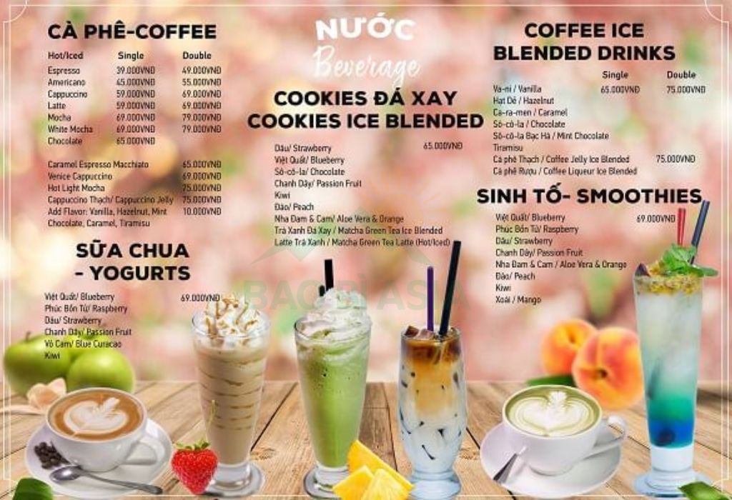 Mẫu menu trà sữa dễ thương 1