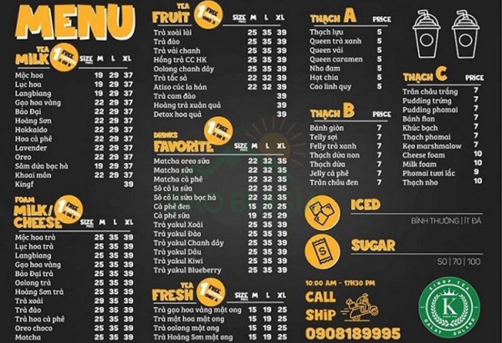 Mẫu menu trà sữa dễ thương 5