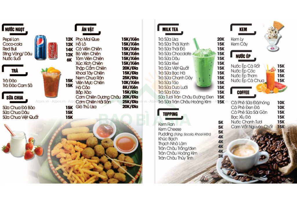 Mẫu menu trà sữa dễ thương 7