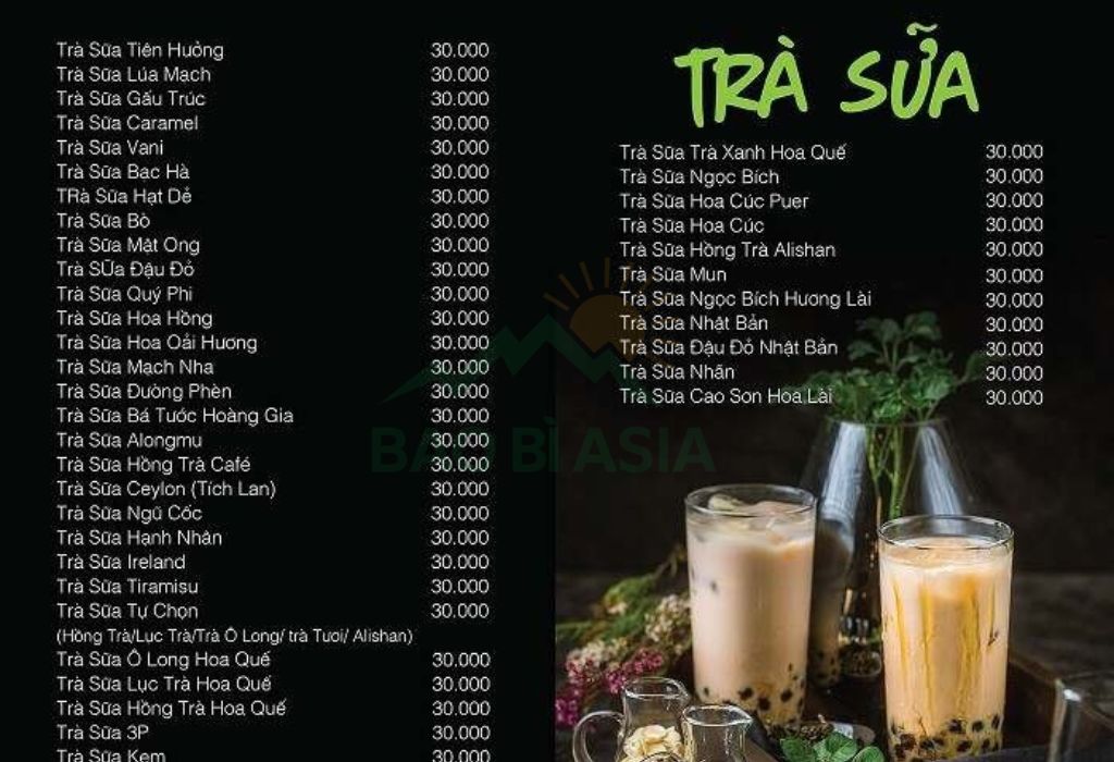 Mẫu menu trà sữa đơn giản 10
