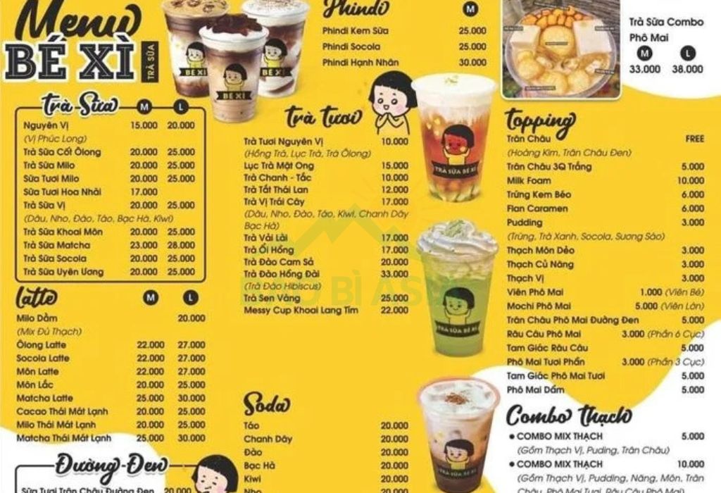 Mẫu menu trà sữa đơn giản 3