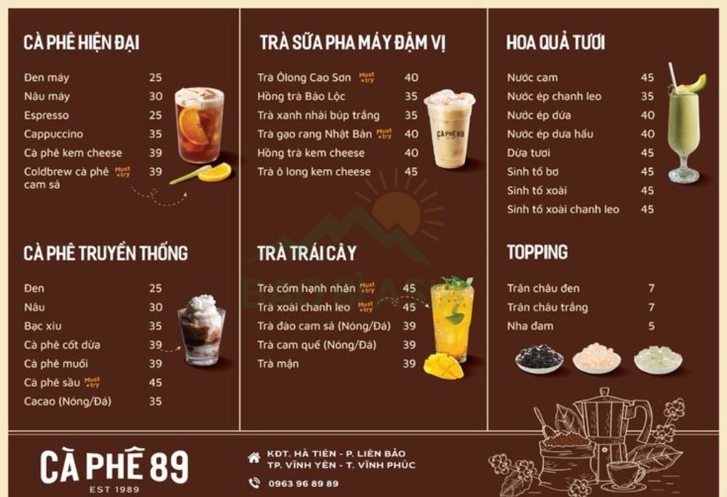 Mẫu menu trà sữa đơn giản 6