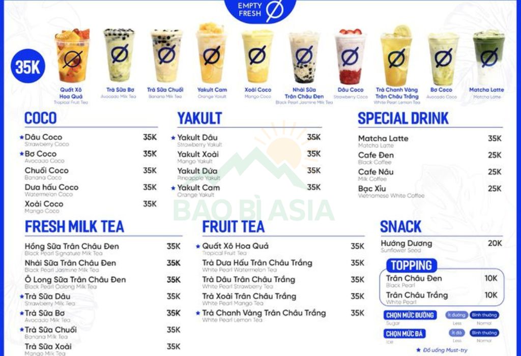 Mẫu menu trà sữa hiện đại 1