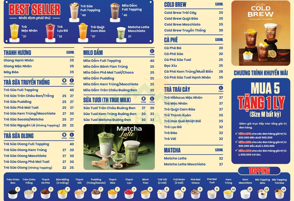 Mẫu menu trà sữa thương hiệu nổi tiếng 7