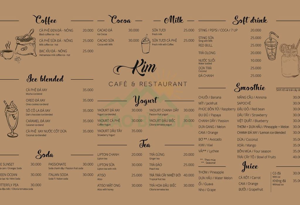 Mẫu menu trà sữa vintage 1
