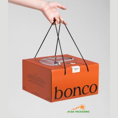 Hộp bánh kem vuông màu cam